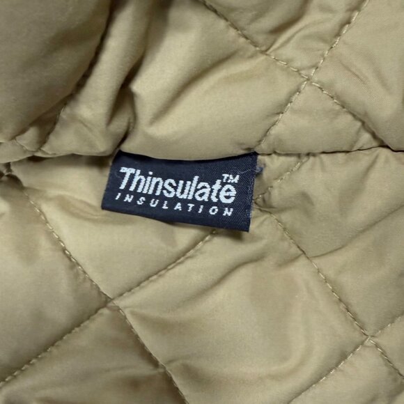 Y2K Era L.L. Bean Barn Coat L Rare Lt Blue w/Corduroy Trim Quilt Insulated Jacke - Picture 12 of 16